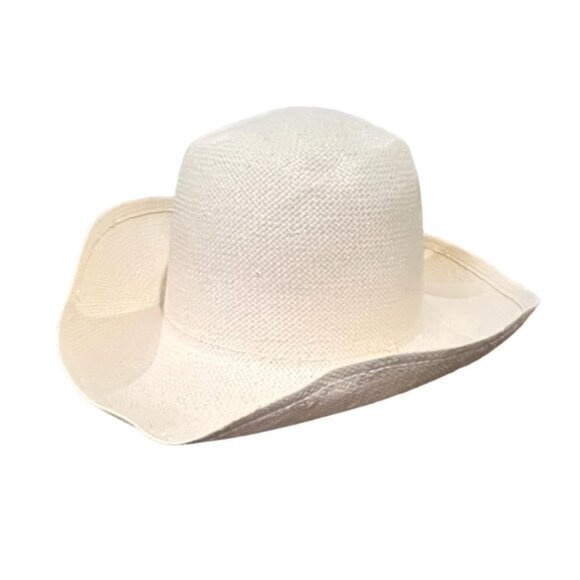 Banana Republic Wide Brim Garden Hat Yellow Bow Travel Preppy Coastal Boho EUC - Picture 8 of 11